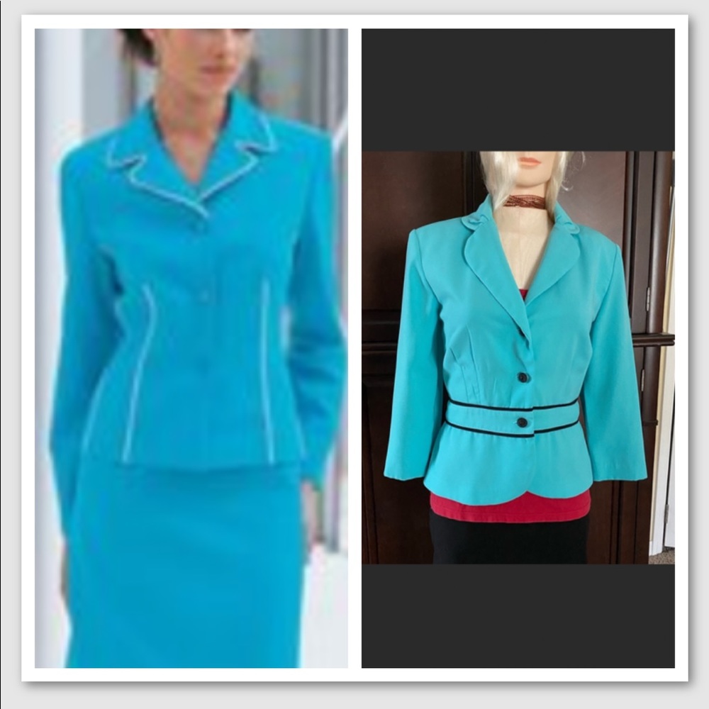 Vintage K & Company Blue Turquoise Blazer Size 12